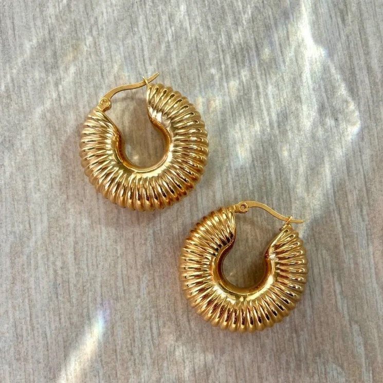 Spiral Hoop 18K Gold Plated Chunky Earrings