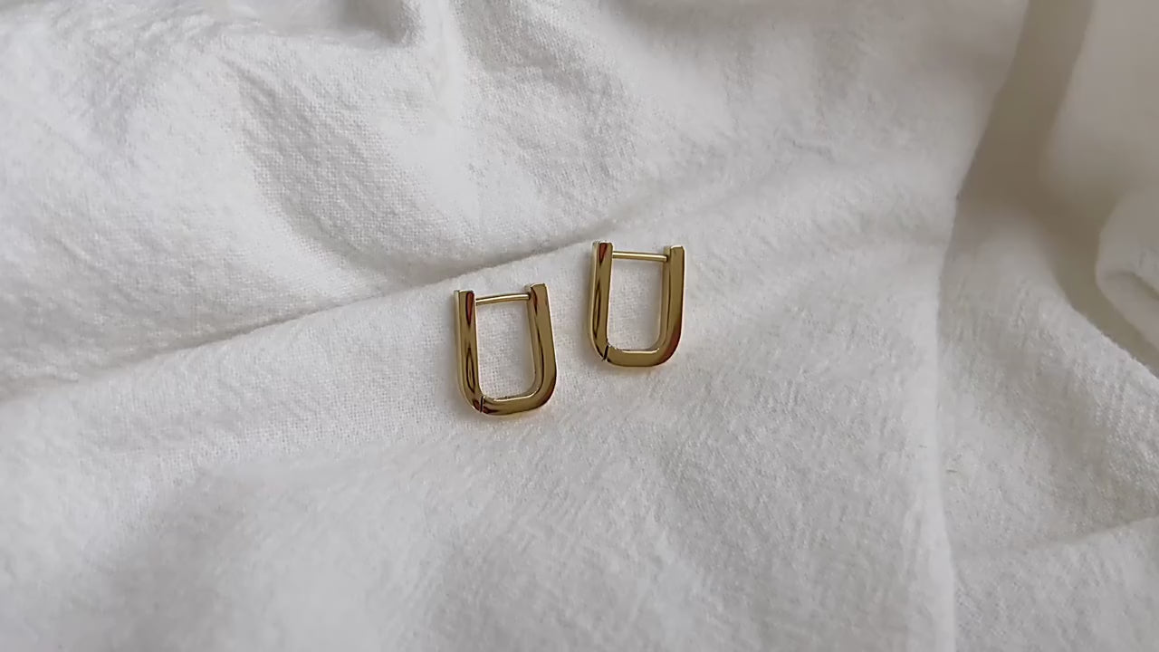 Rectangle Hoop Earrings | 18K Gold Plated