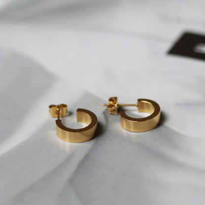 Mini C Shaped 18K Gold Plated Stud Earrings
