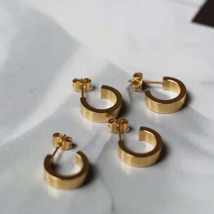 Mini C Shaped 18K Gold Plated Stud Earrings