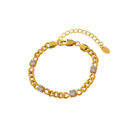 Cubic Zircon Paved Curb Link Bracelet