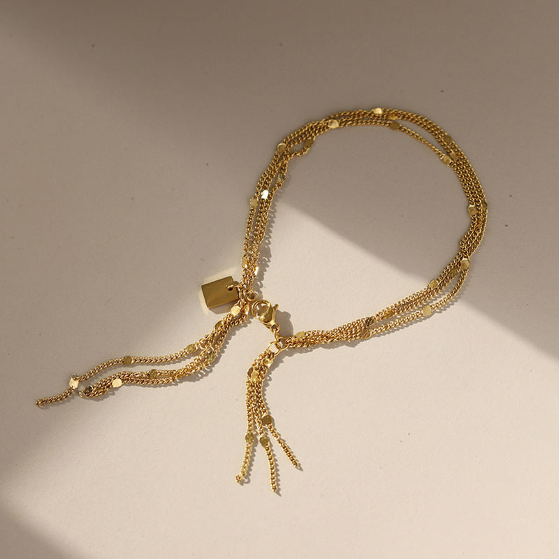Sparkling Three Layer Tassel Bracelet