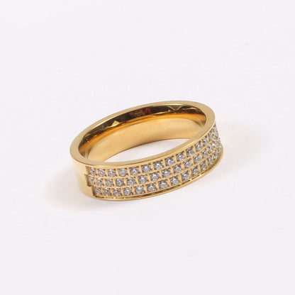 Three Layer Micro Pave Band Ring
