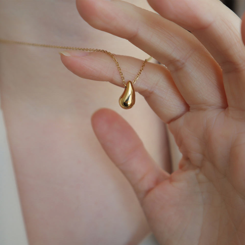 Water Drop 18K Gold Plated Pendant Necklace