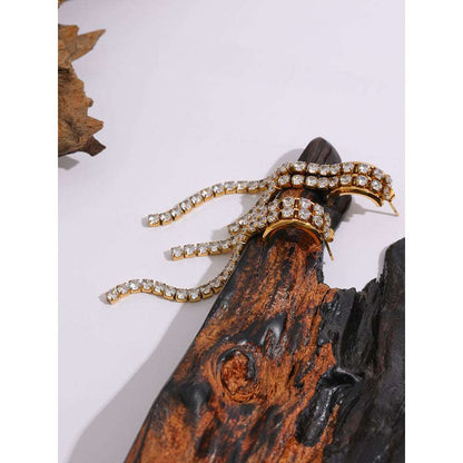 Cubic Zirconia 18K Gold Plated Tassel Earrings