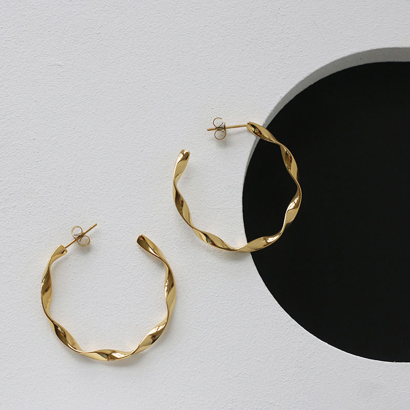 C Shape Trendy Twisted  Hoop Earrings