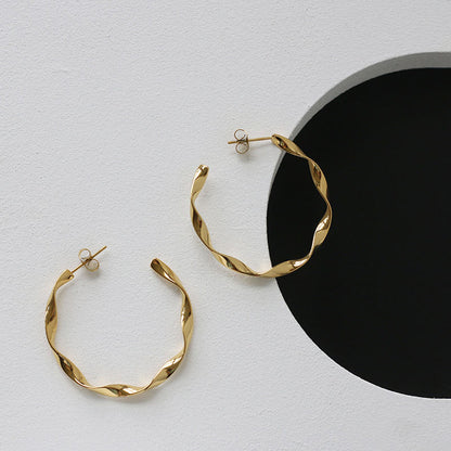 C Shape Trendy Twisted  Hoop Earrings