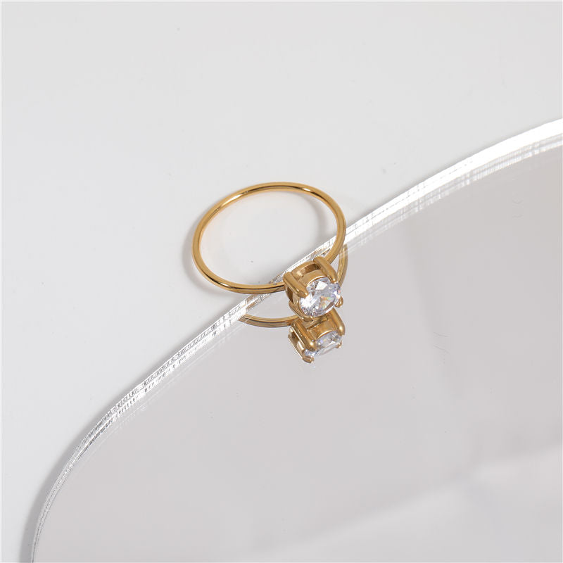 Round 18K Gold Plated Cubic Zirconia Ring