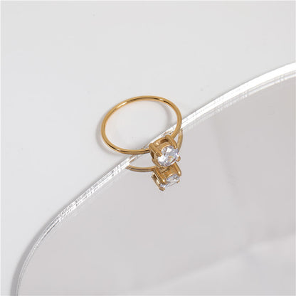 Round 18K Gold Plated Cubic Zirconia Ring