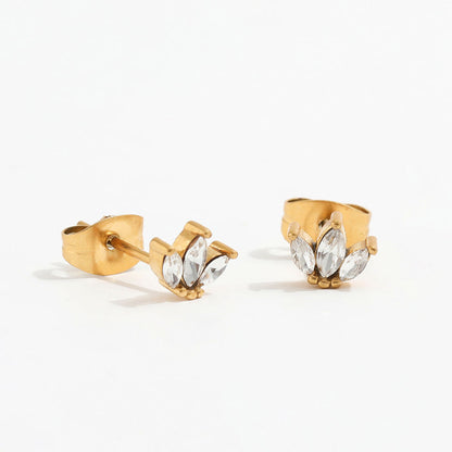 Mini Dainty CZ 18K Gold Plated Stud Earrings