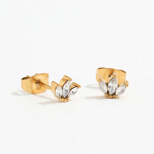 Mini Dainty CZ 18K Gold Plated Stud Earrings