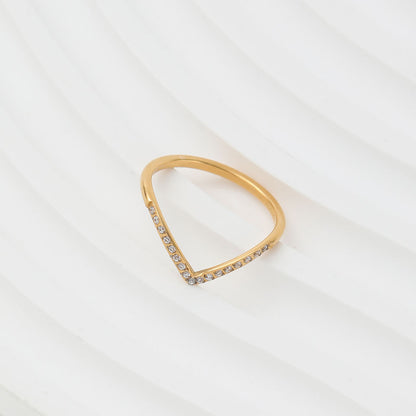 Skinny V Shaped 18K Gold Plated Ring