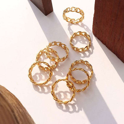 Cuban Style 18K Gold Plated Chain Ring