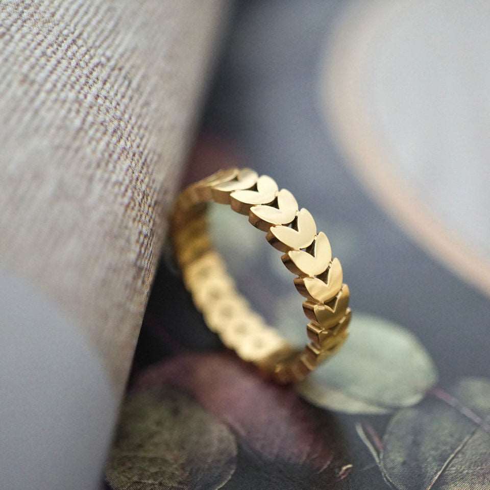 Olive Leaves 18K Gold Plated Band Ring