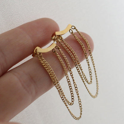 Tiny Chain 18K Gold Plated Dangle Earrings