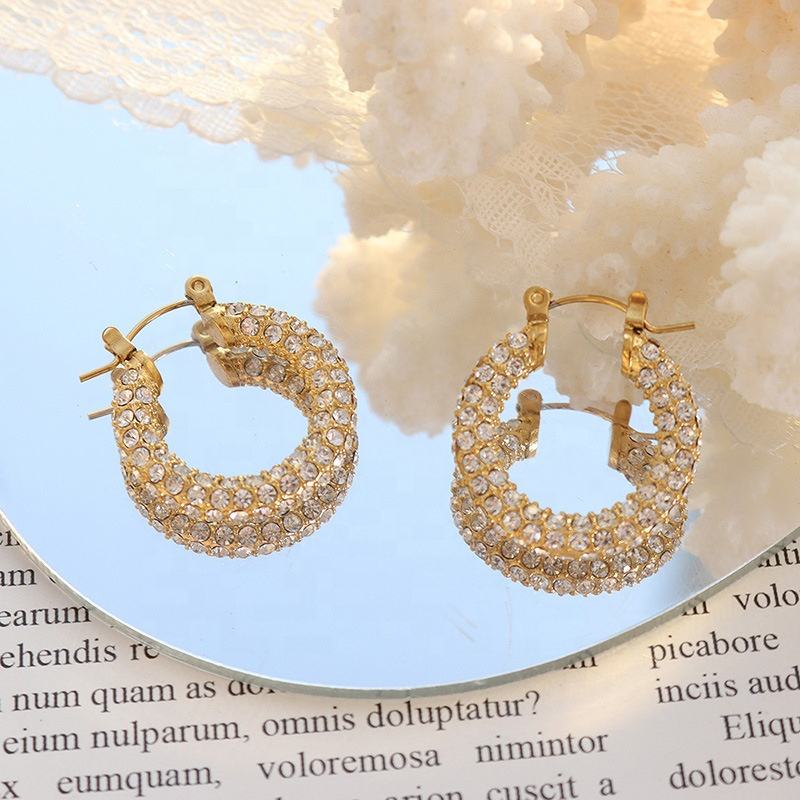 Cubic Zirconia 18K Gold Plated Hoop Earrings