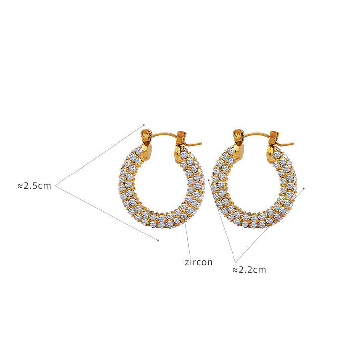 Cubic Zirconia 18K Gold Plated Hoop Earrings