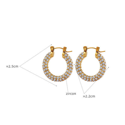 Cubic Zirconia 18K Gold Plated Hoop Earrings