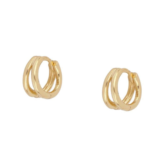 Double Rows 925 Sterling Silver Huggies Earrings
