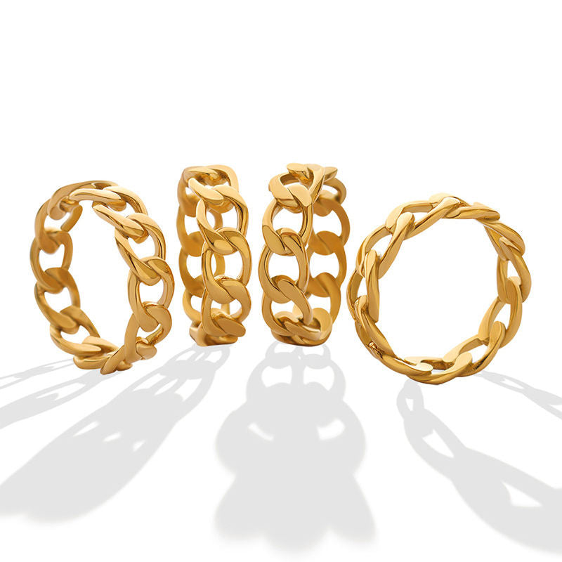 Cuban Style 18K Gold Plated Chain Ring