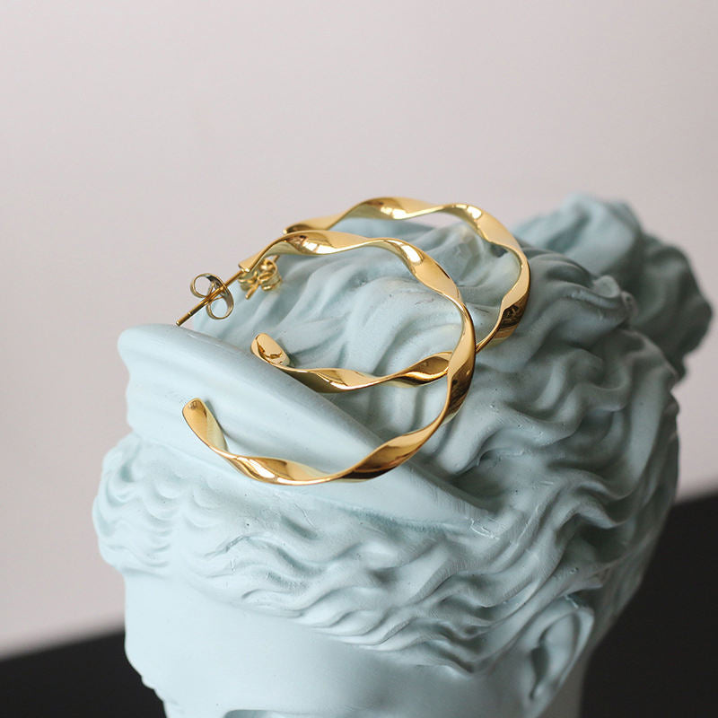 C Shape Trendy Twisted  Hoop Earrings