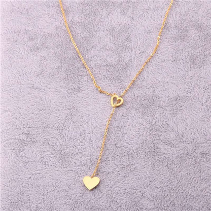 Double Heart 18K Gold Plated Pendant Necklace