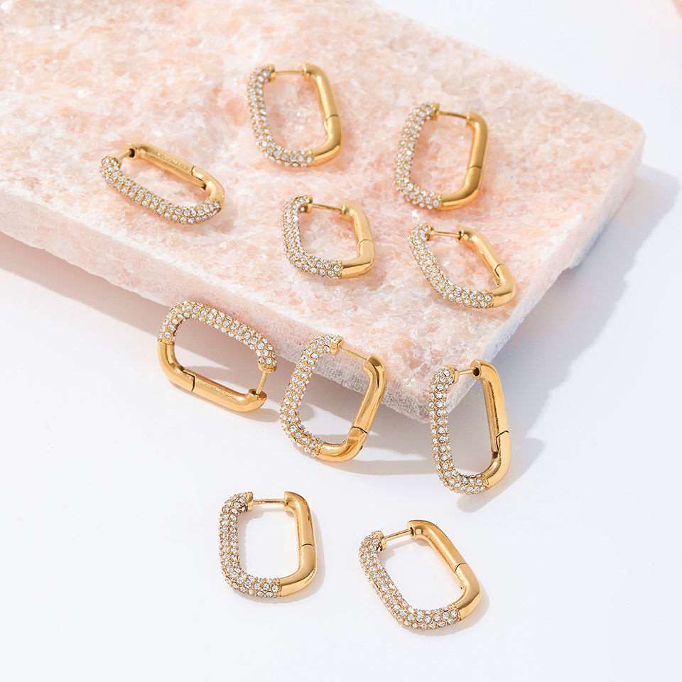 Chunky Cubic Zirconia Hoop Earrings