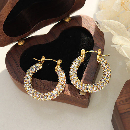 Cubic Zirconia 18K Gold Plated Hoop Earrings