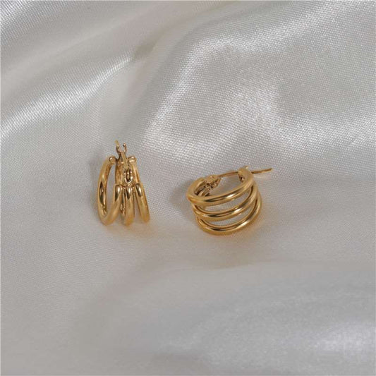 Multi-layer 18K Gold Plated Hoop Earrings