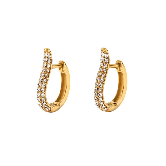 Vintage Style Paved Half Micro White CZ Huggies Earrings