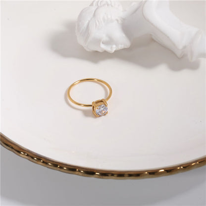 Round 18K Gold Plated Cubic Zirconia Ring