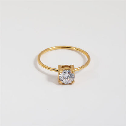 Round 18K Gold Plated Cubic Zirconia Ring