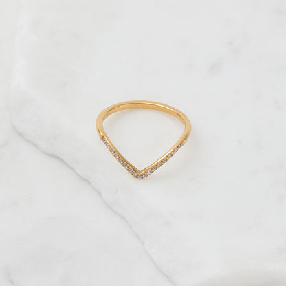 Skinny V Shaped 18K Gold Plated Ring