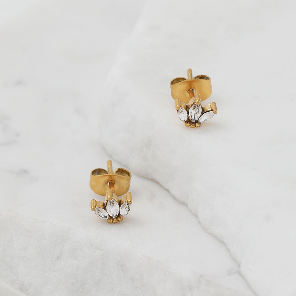 Mini Dainty CZ 18K Gold Plated Stud Earrings