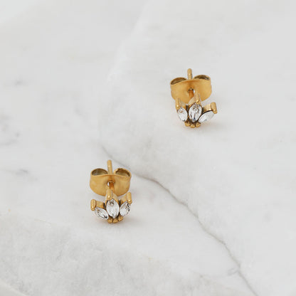 Mini Dainty CZ 18K Gold Plated Stud Earrings