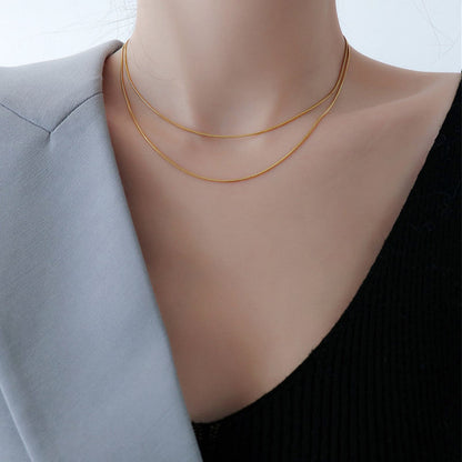 Double Layer 18K Gold Plated Chain Necklace