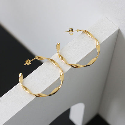 C Shape Trendy Twisted  Hoop Earrings