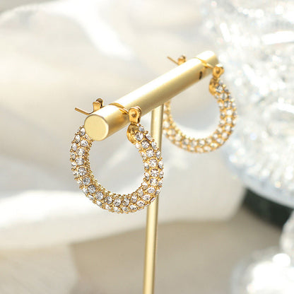 Cubic Zirconia 18K Gold Plated Hoop Earrings