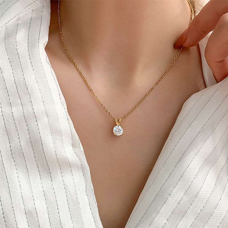 Cubic Zirconia Necklace Stainless Steel