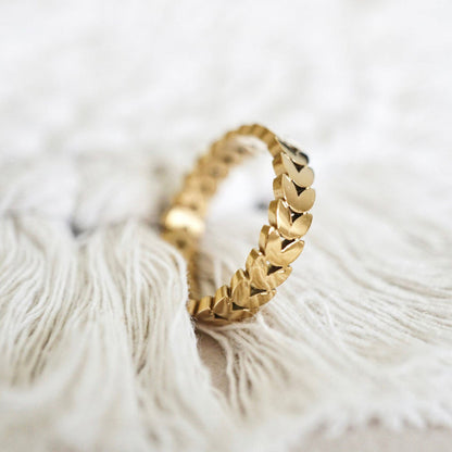 Olive Leaves 18K Gold Plated Band Ring