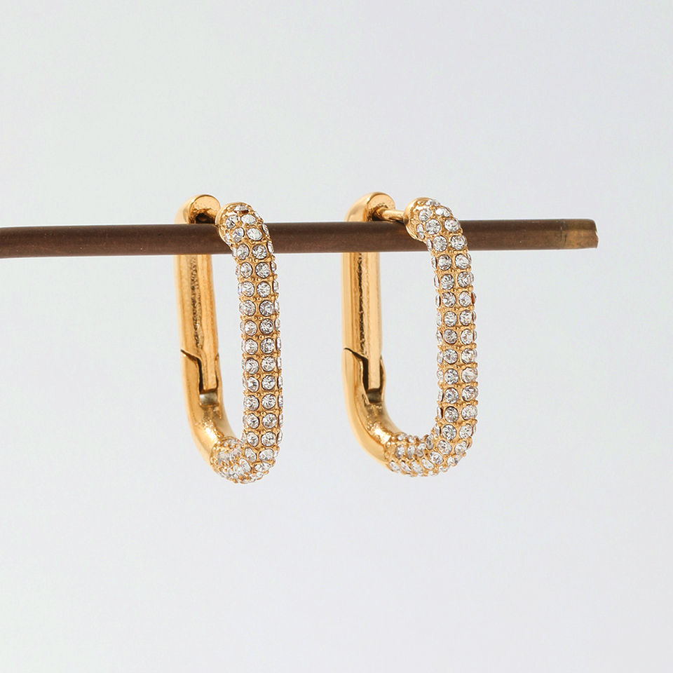 Chunky Cubic Zirconia Hoop Earrings