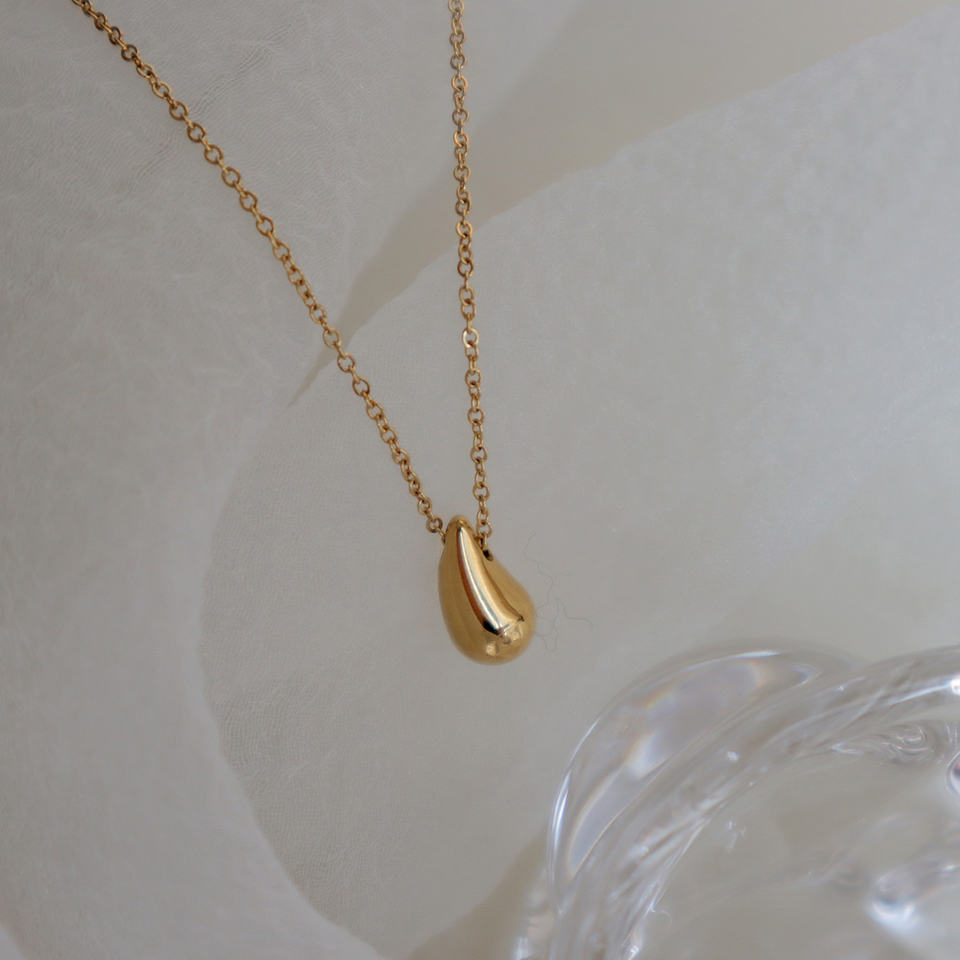 Water Drop 18K Gold Plated Pendant Necklace