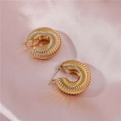 Spiral Hoop 18K Gold Plated Chunky Earrings