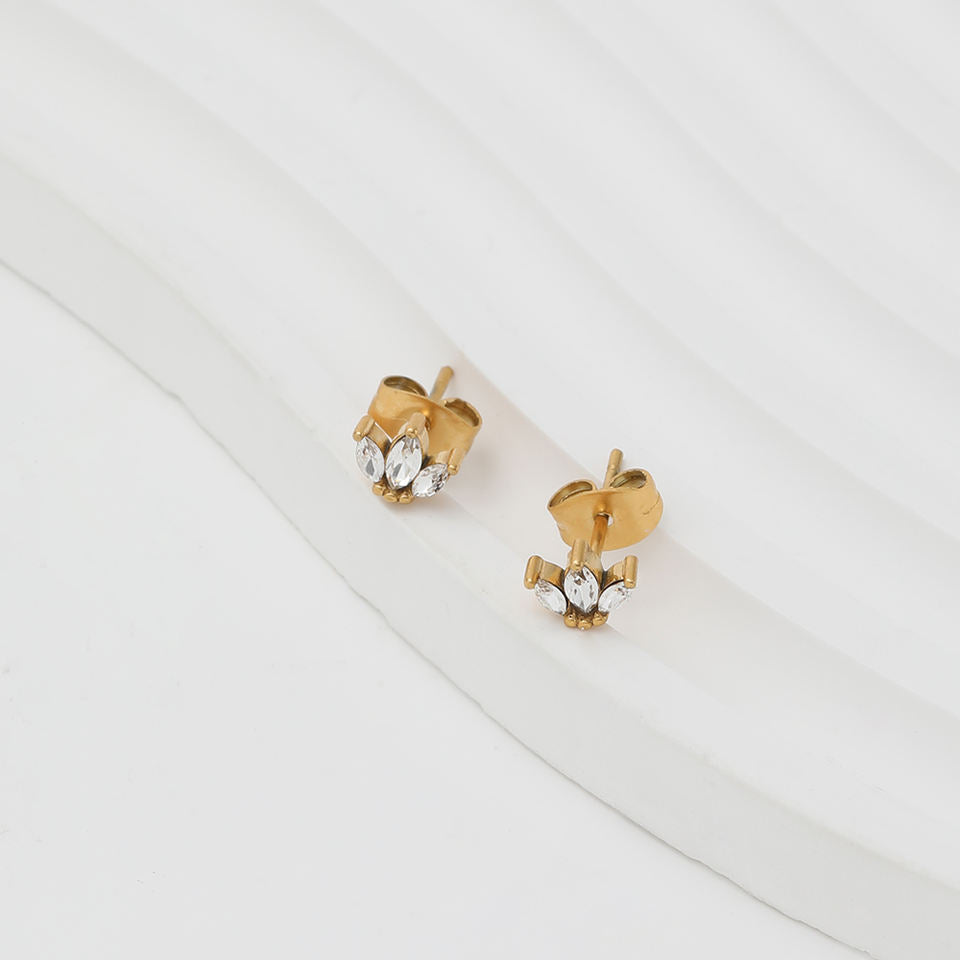Mini Dainty CZ 18K Gold Plated Stud Earrings
