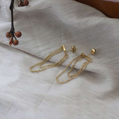 Tiny Chain 18K Gold Plated Dangle Earrings