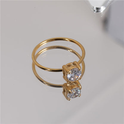 Round 18K Gold Plated Cubic Zirconia Ring