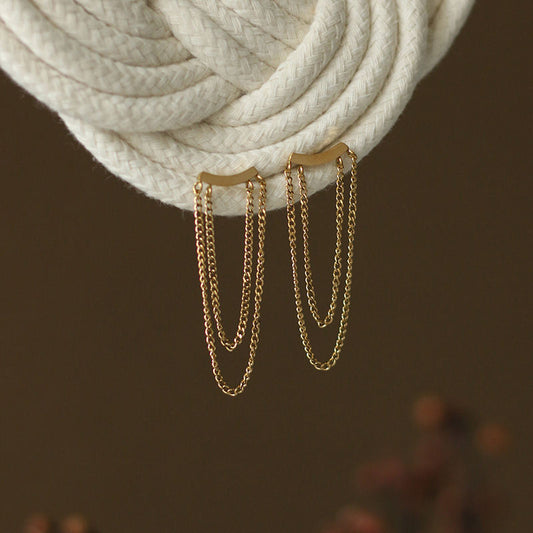 Tiny Chain 18K Gold Plated Dangle Earrings