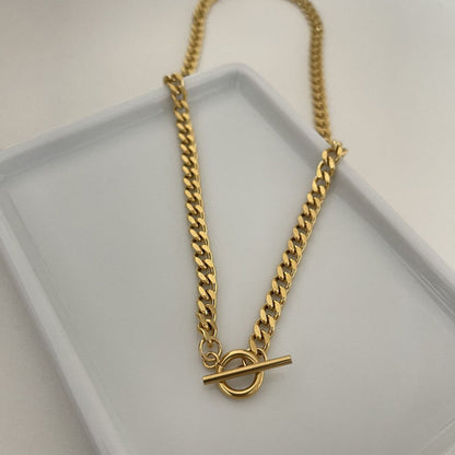 Toggle Clasp Thick Cuban Chain Necklace
