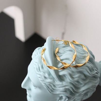 C Shape Trendy Twisted  Hoop Earrings
