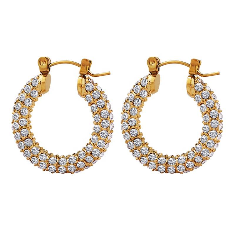 Cubic Zirconia 18K Gold Plated Hoop Earrings